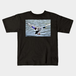 Mallard Duck in flight Kids T-Shirt